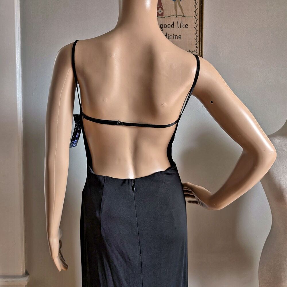 NWT Vintage 90s Papell Boutique Prom Gown Whimsygoth Satin Floral Embroidery 6 - Picture 12 of 14